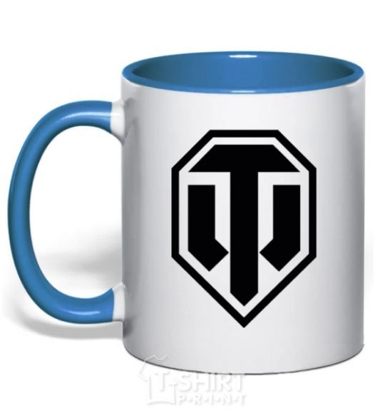 Mug with a colored handle Танки royal-blue фото