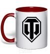 Mug with a colored handle Танки red фото