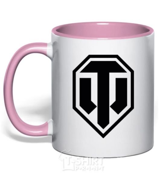 Mug with a colored handle Танки light-pink фото
