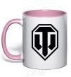 Mug with a colored handle Танки light-pink фото