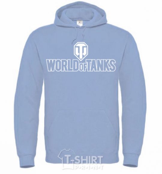Men`s hoodie World of Tanks logo sky-blue фото