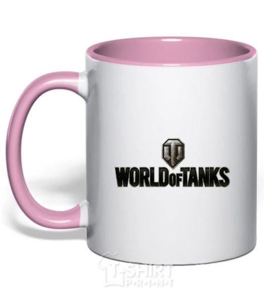 Mug with a colored handle World of Tanks лого цветное light-pink фото