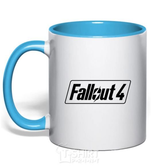 Mug with a colored handle Fallout 4 sky-blue фото