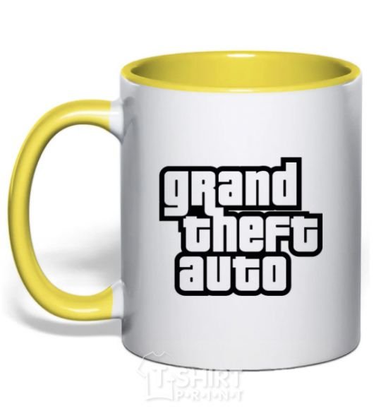 Mug with a colored handle GTA logo yellow фото