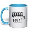 Mug with a colored handle GTA logo sky-blue фото