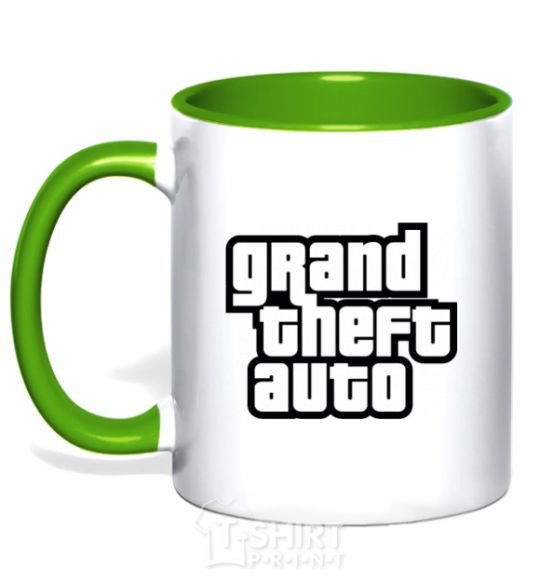 Mug with a colored handle GTA logo kelly-green фото