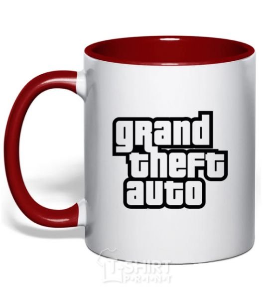 Mug with a colored handle GTA logo red фото