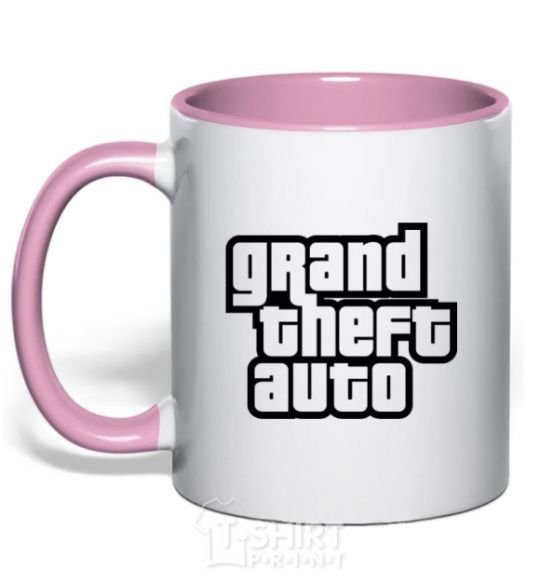 Mug with a colored handle GTA logo light-pink фото