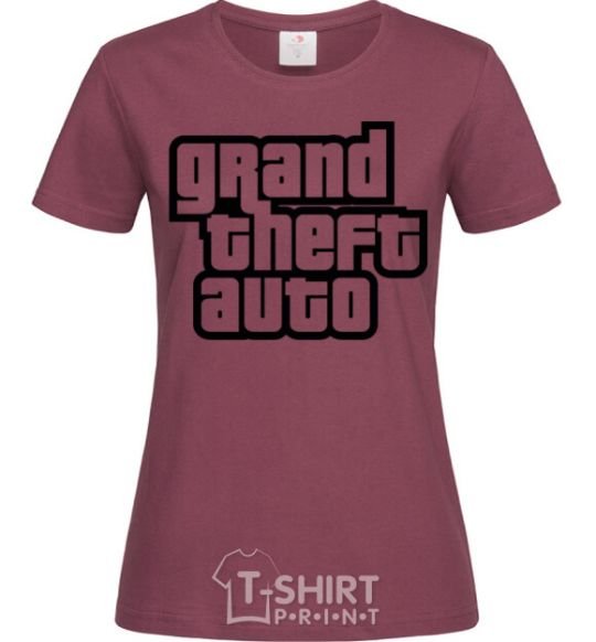 Women's T-shirt GTA logo burgundy фото