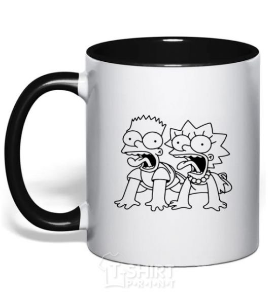 Mug with a colored handle Fox and Bart black фото