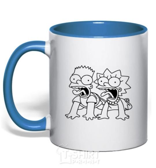 Mug with a colored handle Fox and Bart royal-blue фото