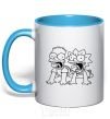 Mug with a colored handle Fox and Bart sky-blue фото