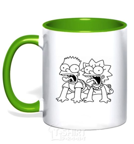 Mug with a colored handle Fox and Bart kelly-green фото