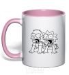 Mug with a colored handle Fox and Bart light-pink фото