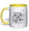 Mug with a colored handle The Simpsons together yellow фото