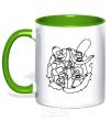 Mug with a colored handle The Simpsons together kelly-green фото