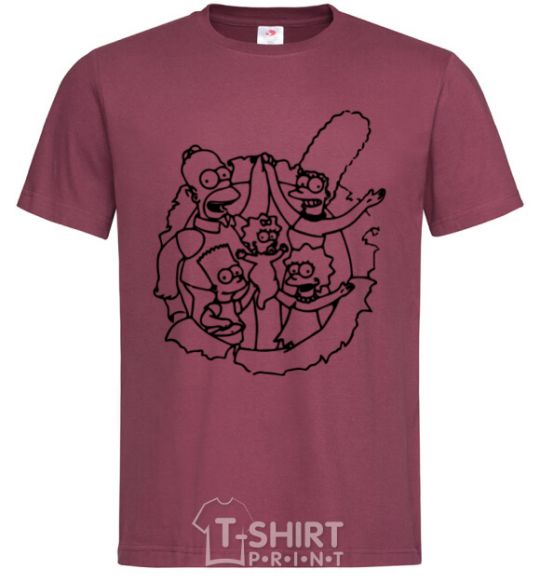 Men's T-Shirt The Simpsons together burgundy фото