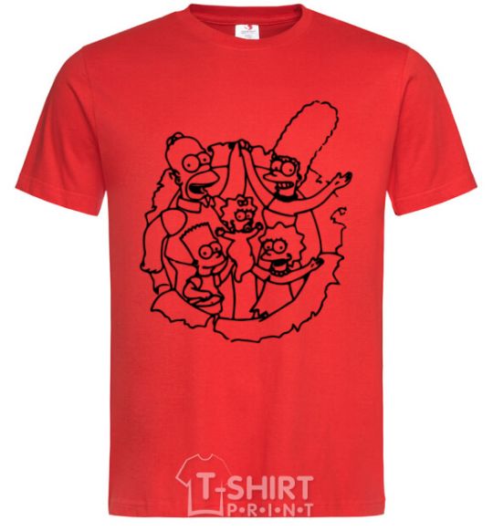 Men's T-Shirt The Simpsons together red фото