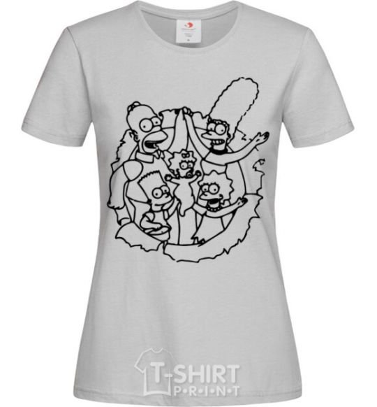Women's T-shirt The Simpsons together grey фото