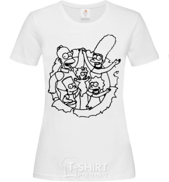 Women's T-shirt The Simpsons together White фото