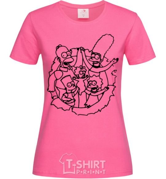 Женская футболка Сипсоны вместе Ярко-розовый фото