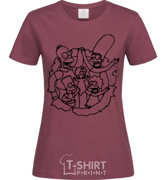 Women's T-shirt The Simpsons together burgundy фото
