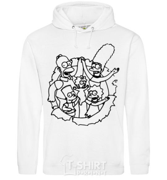 Men`s hoodie The Simpsons together White фото