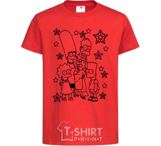 Kids T-shirt The Simpsons in the stars red фото