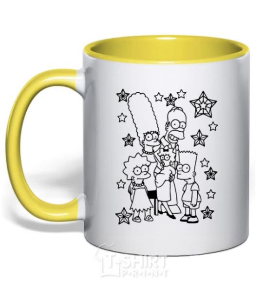 Mug with a colored handle The Simpsons in the stars yellow фото