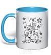 Mug with a colored handle The Simpsons in the stars sky-blue фото