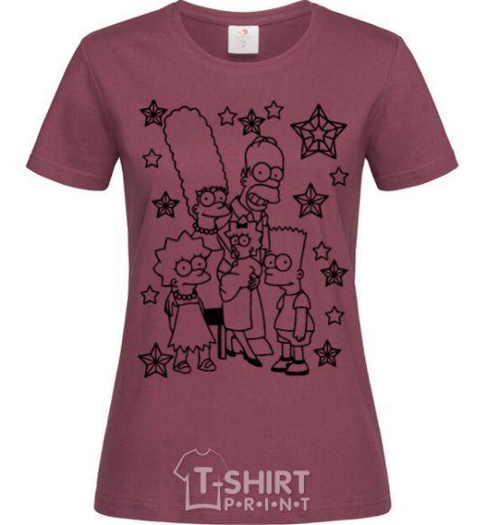 Women's T-shirt The Simpsons in the stars burgundy фото