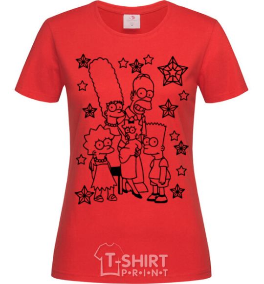 Women's T-shirt The Simpsons in the stars red фото