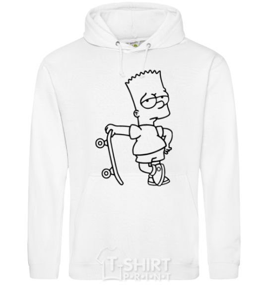 Men`s hoodie Bart and his skateboard White фото