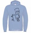 Men`s hoodie Bart and his skateboard sky-blue фото