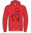 Men`s hoodie Bart and his skateboard bright-red фото