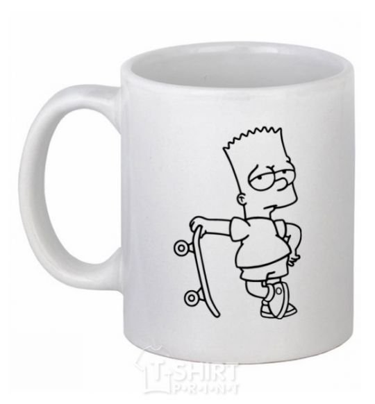 Ceramic mug Bart and his skateboard White фото