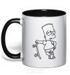 Mug with a colored handle Bart and his skateboard black фото