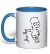 Mug with a colored handle Bart and his skateboard royal-blue фото