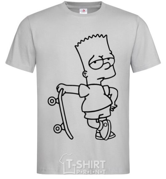 Men's T-Shirt Bart and his skateboard grey фото