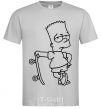 Мужская футболка Барт со скейтом Серый фото