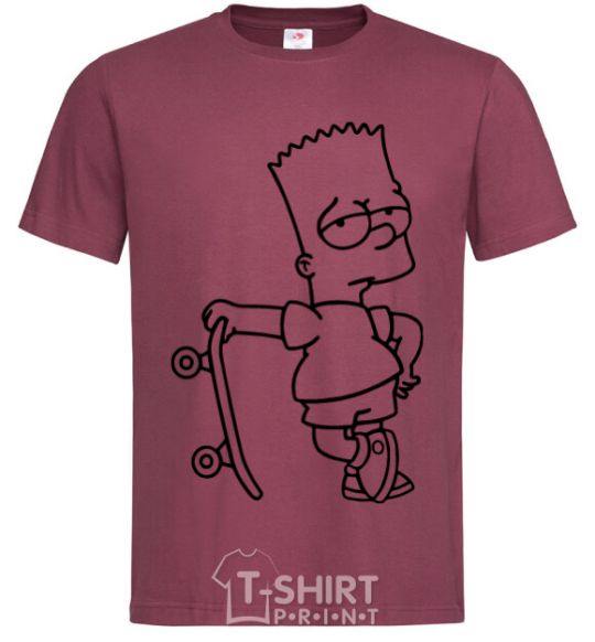 Мужская футболка Барт со скейтом Бордовый фото