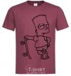 Men's T-Shirt Bart and his skateboard burgundy фото