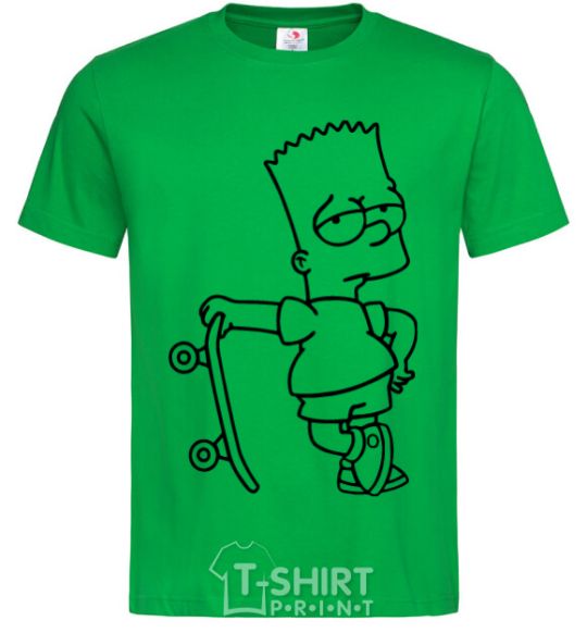 Мужская футболка Барт со скейтом Зеленый фото