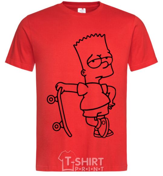 Men's T-Shirt Bart and his skateboard red фото