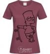 Women's T-shirt Bart and his skateboard burgundy фото