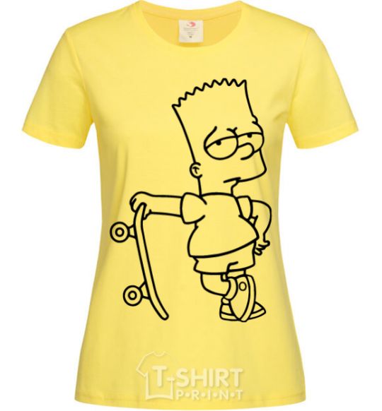 Women's T-shirt Bart and his skateboard cornsilk фото
