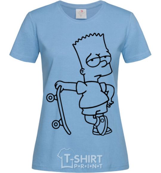 Women's T-shirt Bart and his skateboard sky-blue фото