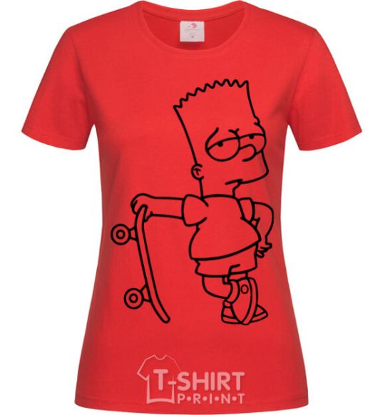 Women's T-shirt Bart and his skateboard red фото