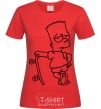 Women's T-shirt Bart and his skateboard red фото