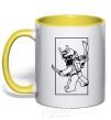 Mug with a colored handle A framed warrior yellow фото